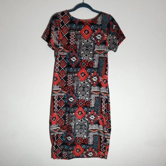 Hot Kiss Geometric Tribal Pattern Dress 1X - Picture 2 of 6